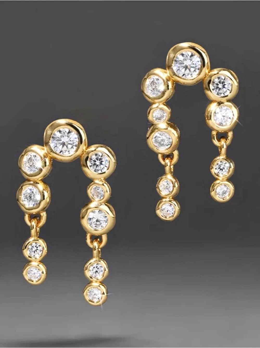 NEW Alexis Bittar Asterales Arched Post Earrings Gold C Z SB11